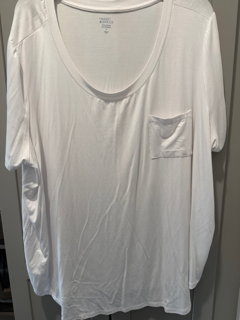 Market & Spruce White Crewneck Tee with Blue Logo
